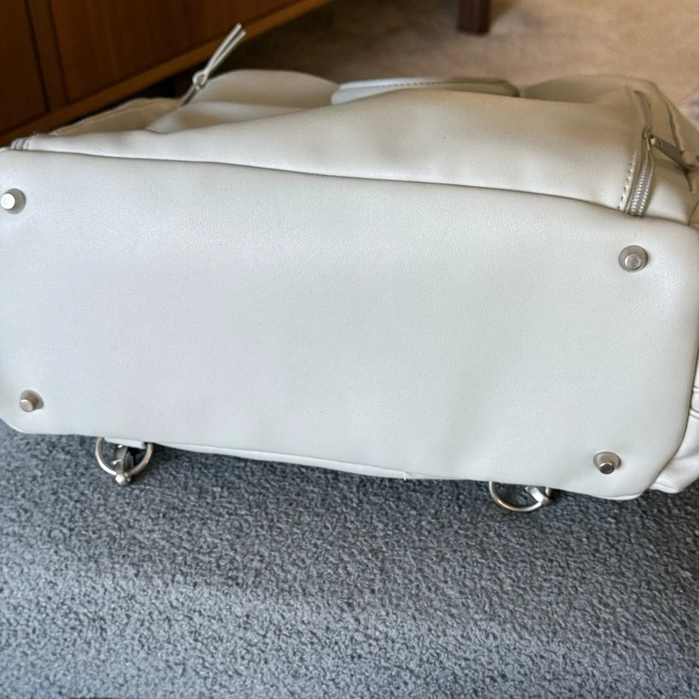 Chic Cream Backpack with Front Pocket